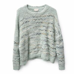 DEBUT Mint Green M/L Crew Neck Sweater with Fluffy Texture